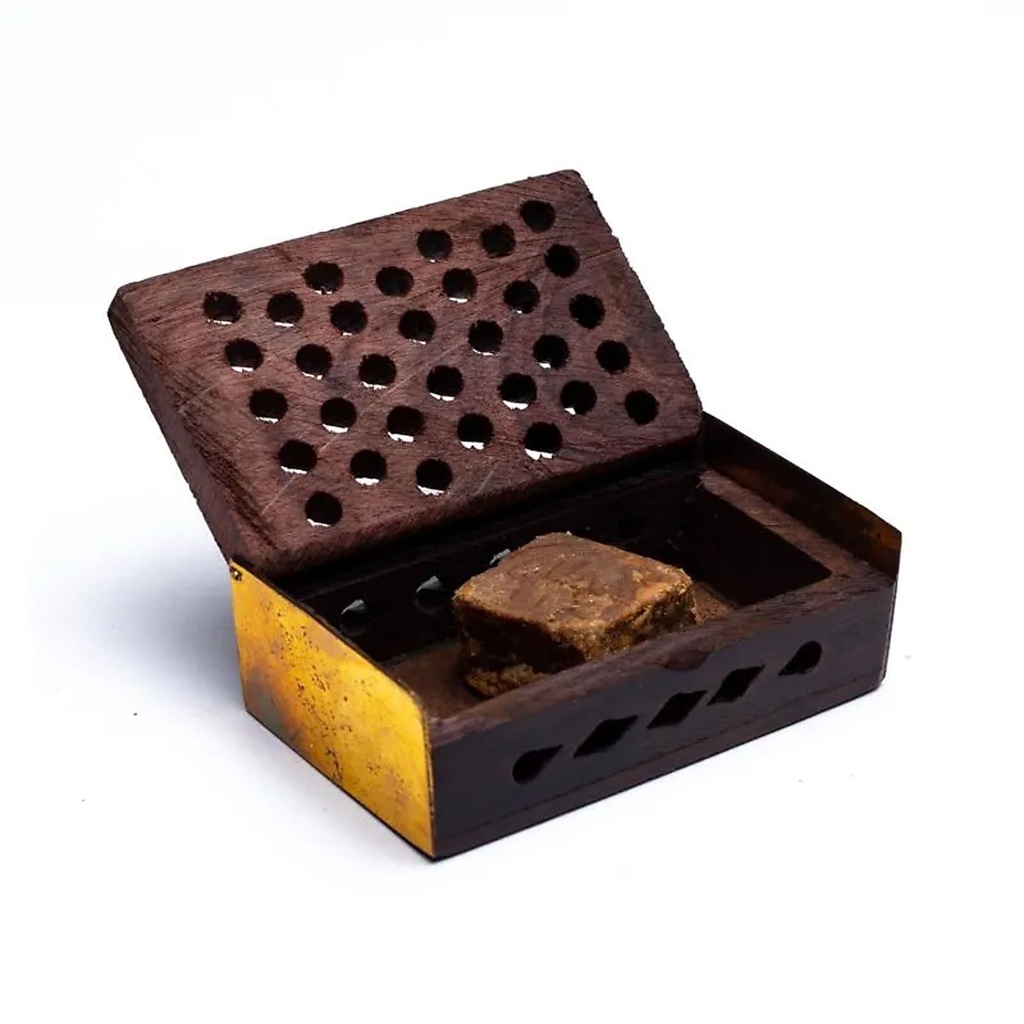 Encens Résine Nag Champa Ambre + diffuseur en bois | 6x4 cm