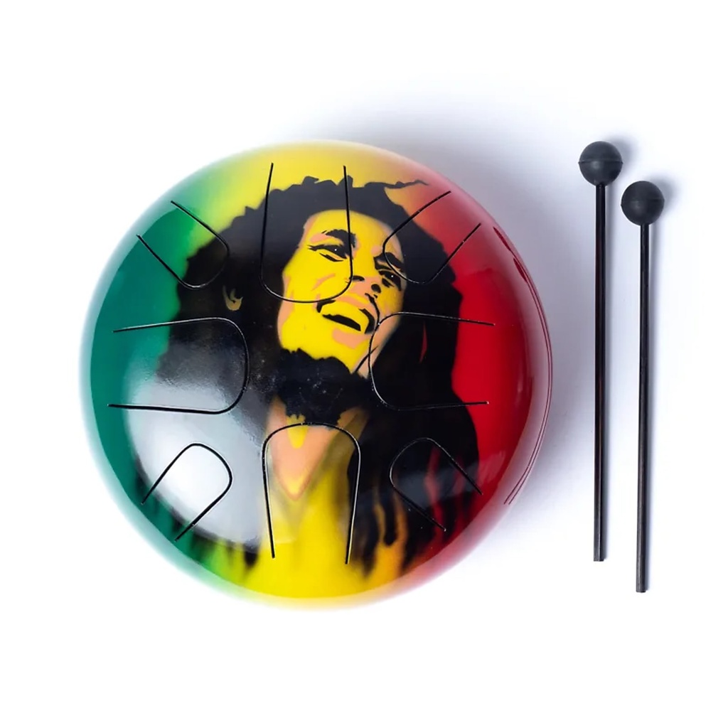 Tambour à languettes en métal 8 feuilles Bob Marley -- 2170g; 27cm