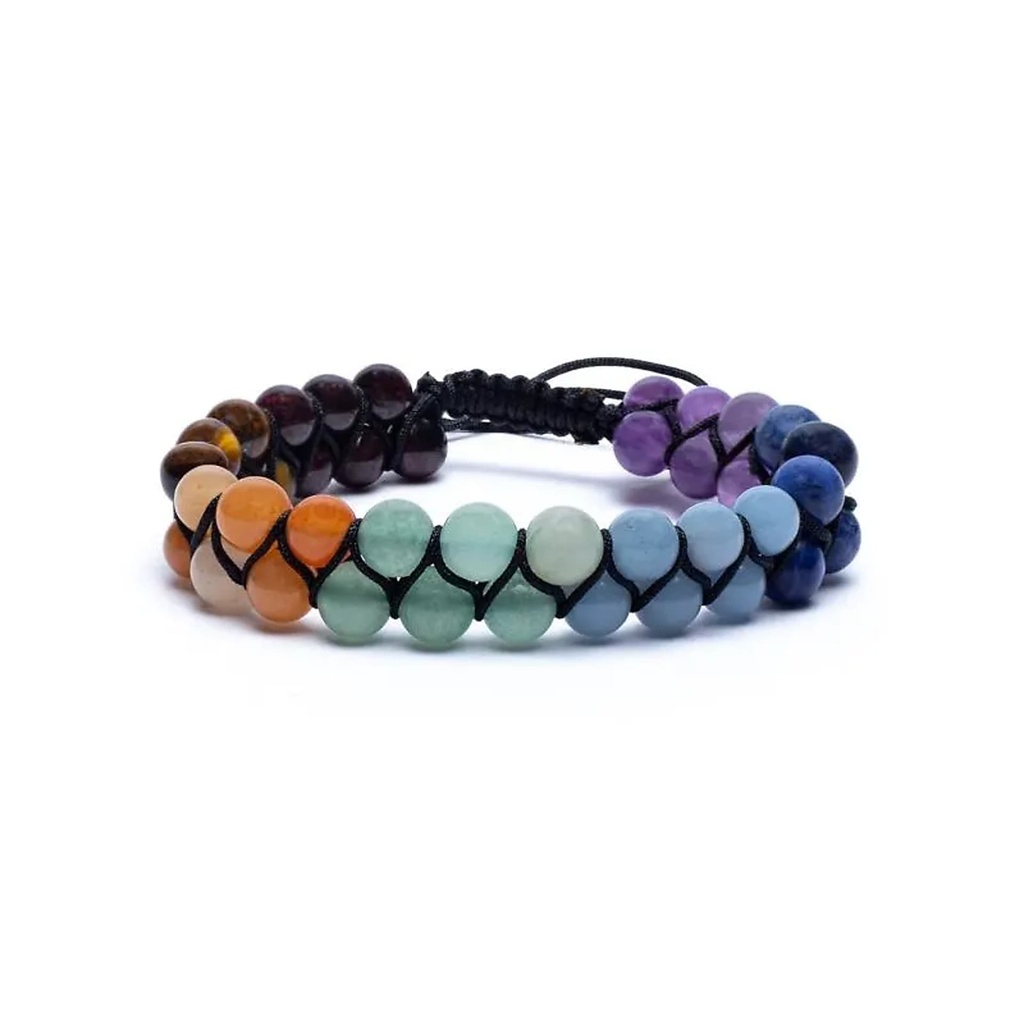 Bracelet Chakra double rang ajustable | 0.6cm