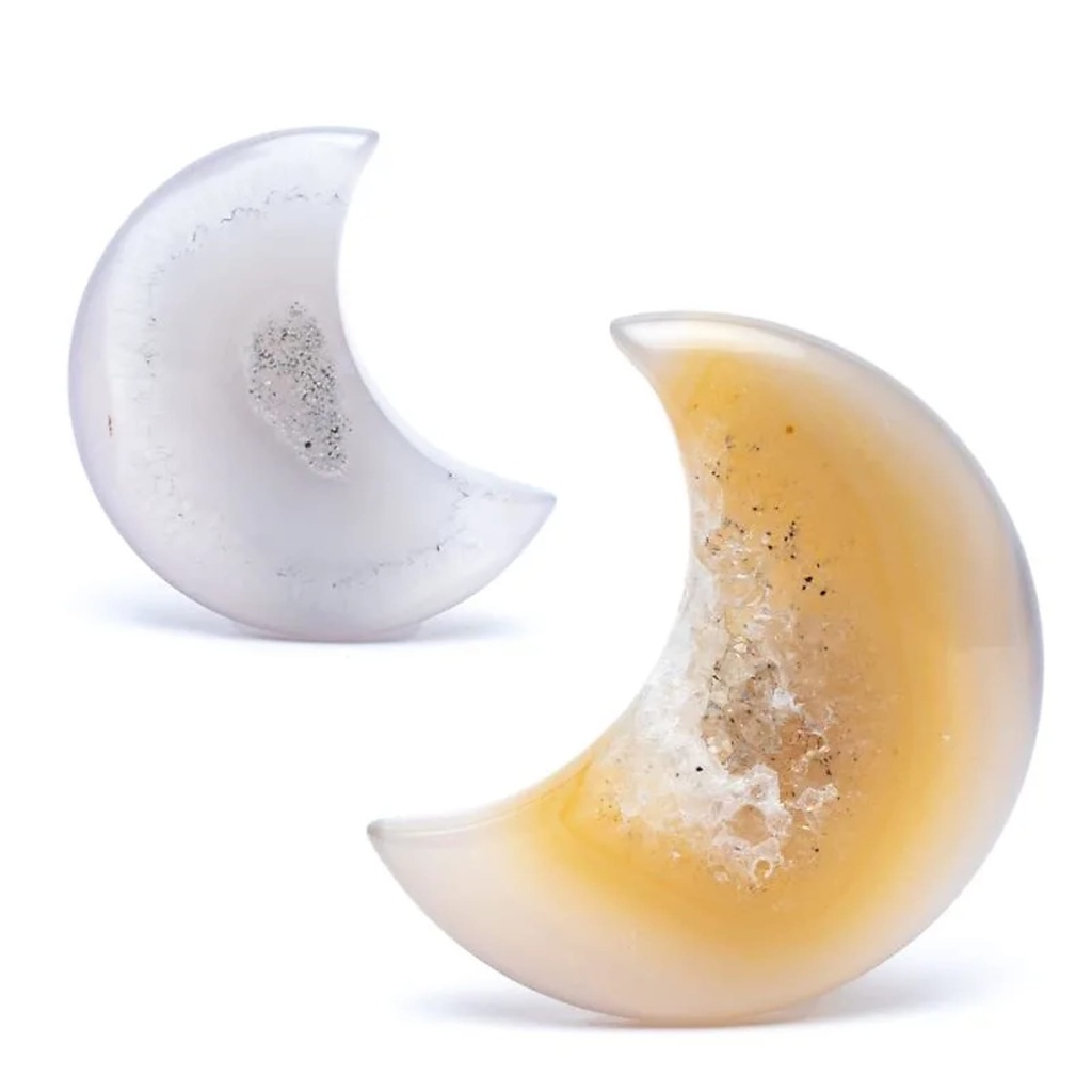 Agate en forme de lune avec cristallisation | 4cm