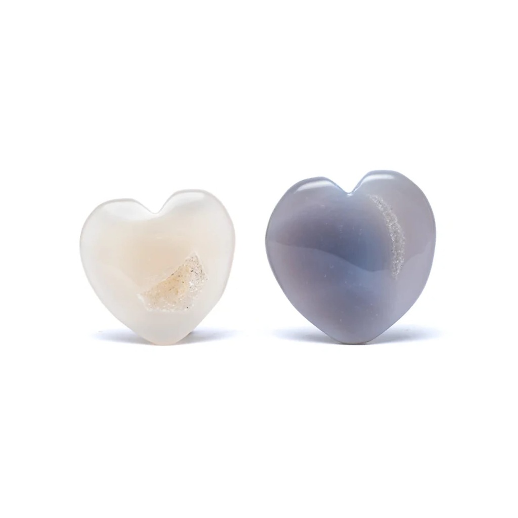 Agate pierre du soucis forme coeur avec cristallisation | ± 4-6 cm