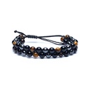 Bracelet hématite/obsidienne/oeil de tigre réglable | 0.6cm