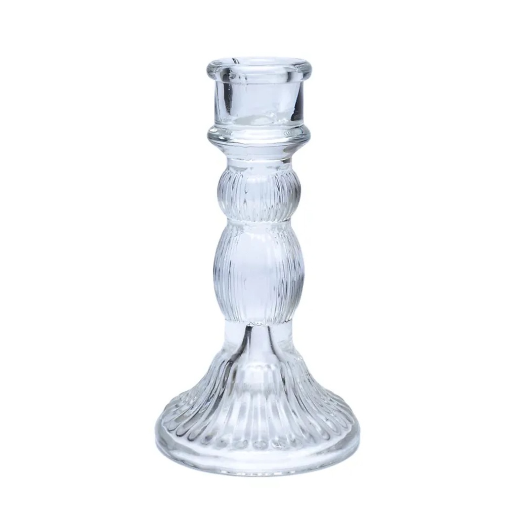 Bougeoir en verre pour bougie de table | 15,5 x 8cm