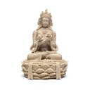 Statue bouddha avec dorje et cloche couleur sable | 11x17 cm