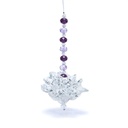 Feng Shui Lotus en cristal avec chaîne violette | 10 cm