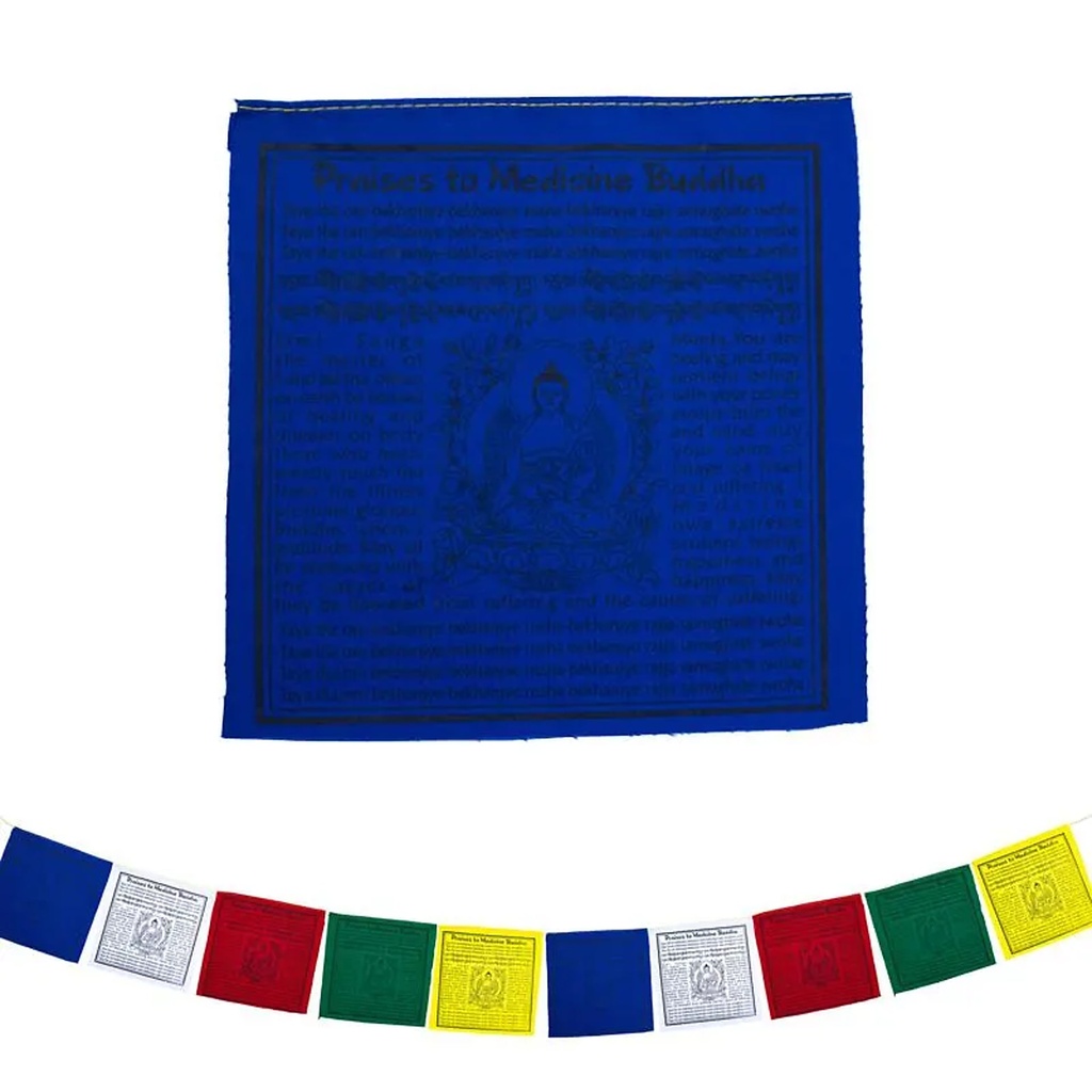 Drapeaux de prière tibétains Bouddha de la Médecine | 20x20x210cm