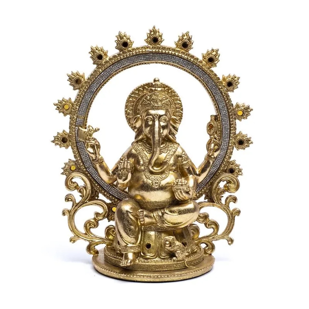 Statue de Ganesh avec anneau de feu | 25.5x13x30.5 cm