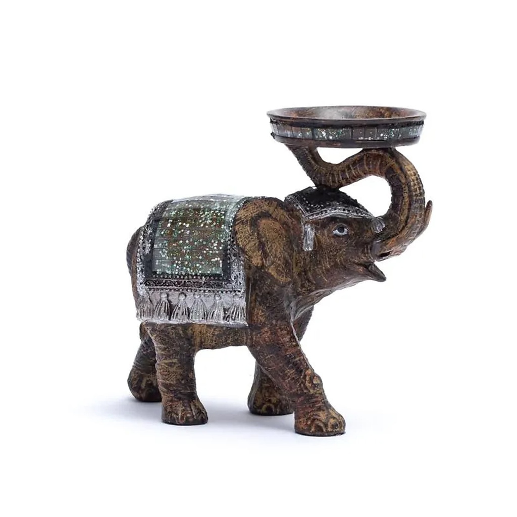 Éléphant avec bougeoir | 14x16x6 cm