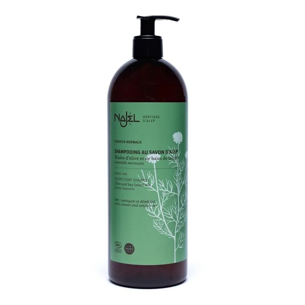 Shampoing d'Alep 2 en 1 pour cheveux normaux bio | 1000 ml
