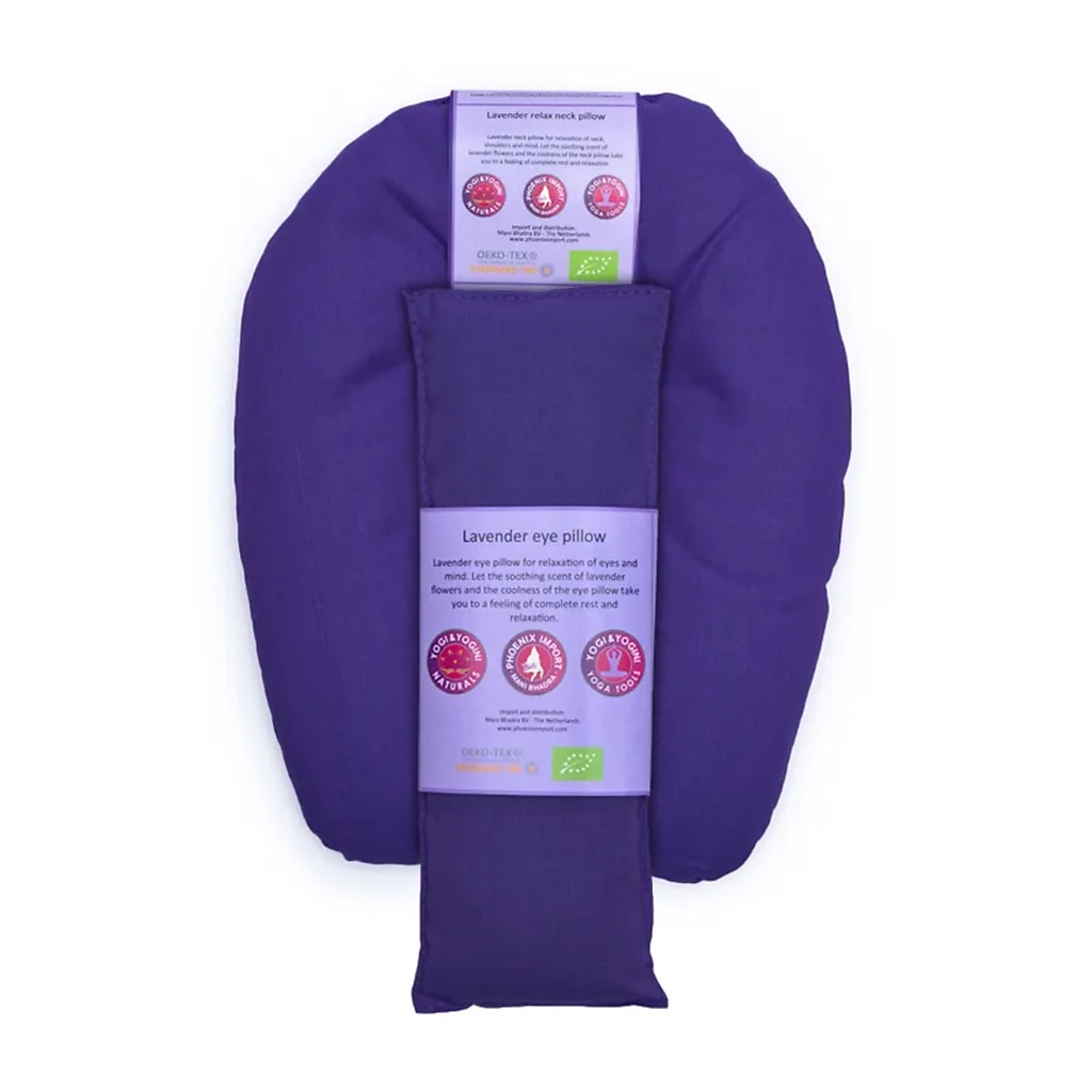 [8720088290446] Coussins yeux & cou Lavande Bio violet foncé | ±25x20x3cm; ±580g