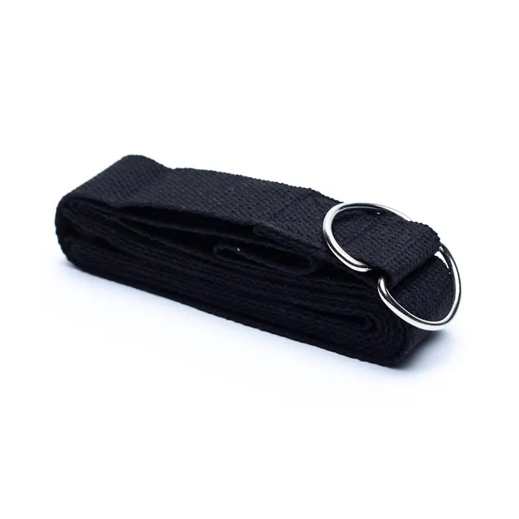 [8720512976083] Sangle de yoga D-ring coton noir | 250x4cm