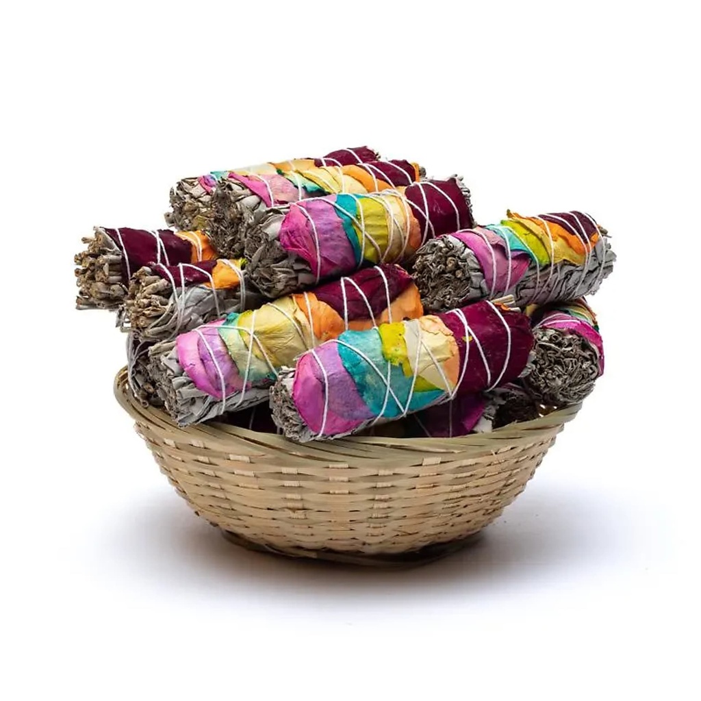Smudge de sauge blanche et pétales chakra S - 24 par panier | ±30g