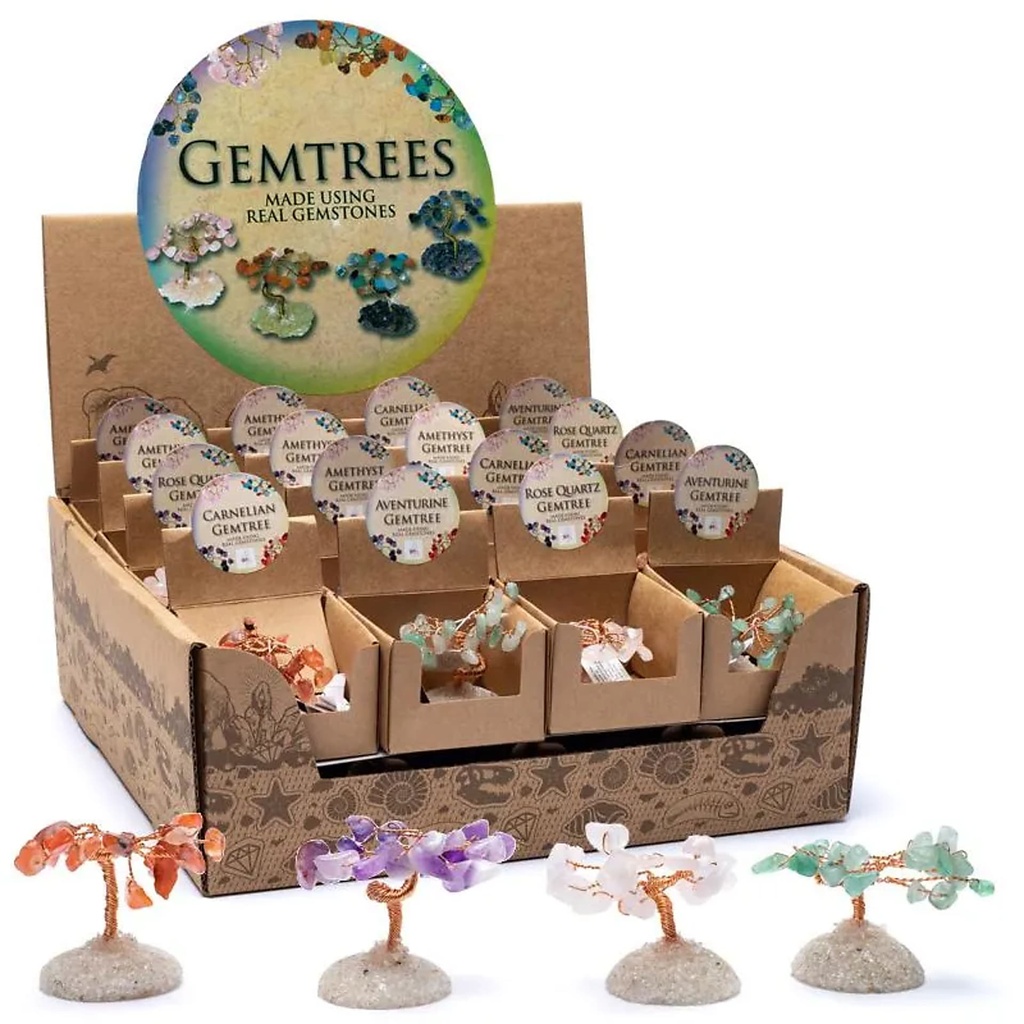 Présentoir arbre en pierre mini avec 32 pièces | ± 4,5 cm; ± 20 g