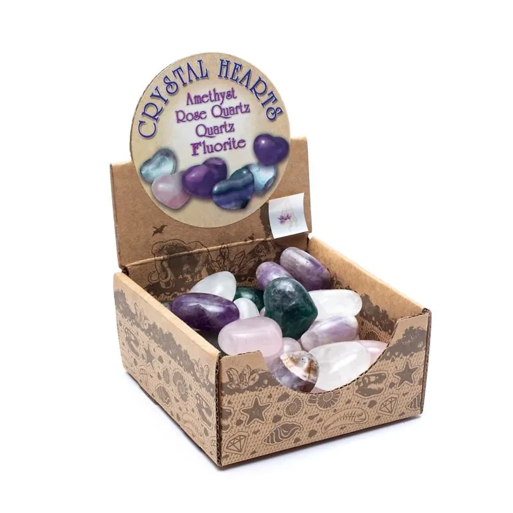 Présentoire de coeurs de cristal - 30 pièces | ± 3 cm; ±21g