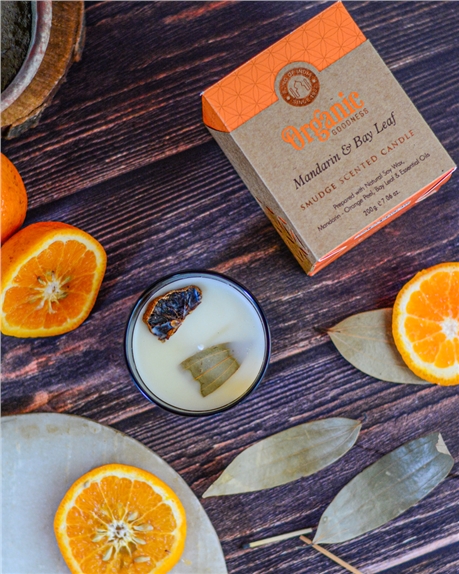 Bougie parfumée Goodness Bio Mandarine & Laurier -- 200g