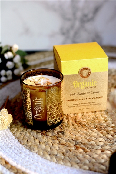 Bougie parfumée  Goodness Bio  Palo Santo & Cèdre -- 200g