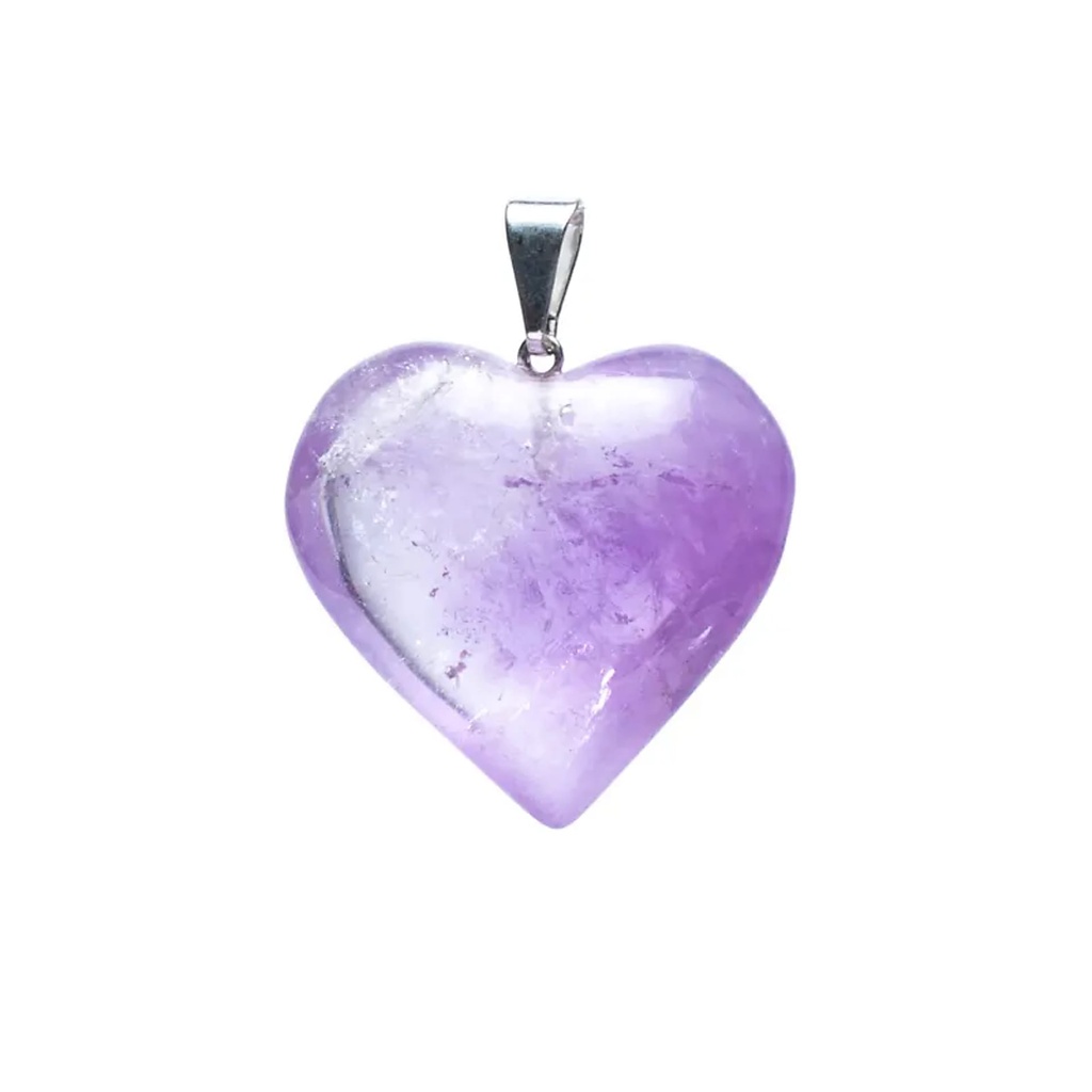Pendentif en améthyste en forme de cœur | ± 2-3 cm