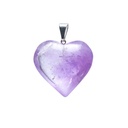 Pendentif en améthyste en forme de cœur | ± 2-3 cm