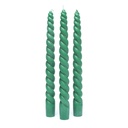 Bougie de table torsadée verte non parfumée | 23cm
