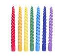 Bougies de dîner torsadées Chakra non parfumées lot de 7 | 23cm