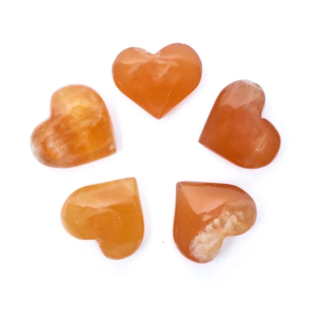 Coeur de Calcite de miel Pierre de soucis | 4x4x2cm