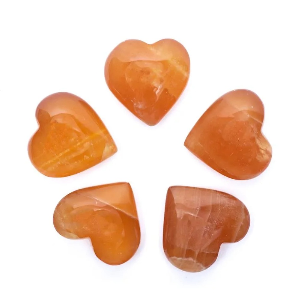 Coeur de Calcite de miel Pierre de soucis | 5x5x2cm