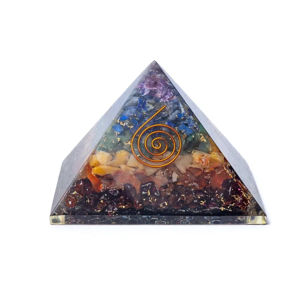 [8719172831566] Orgonite pyramide 7 chakra | ±5.5cm