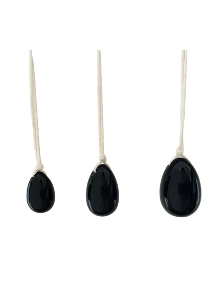 [3660341733882] Oeufs de Yoni en Obsidienne noire Assortiment de 3