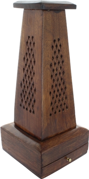 Tour porte encens en bois avec réserve