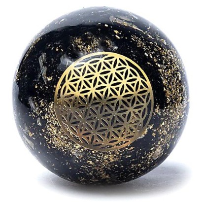 Orgonite sphère tourmaline fleur de vie