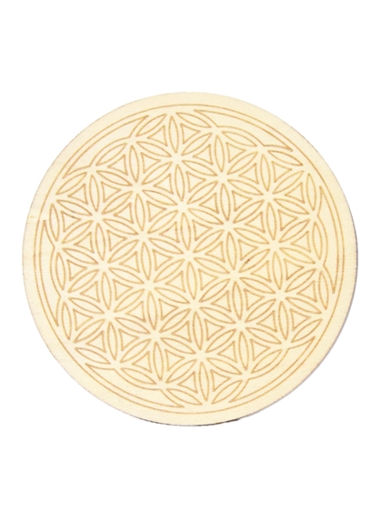 Socle de rechargement en bois Fleur de Vie gravée 10 cm
