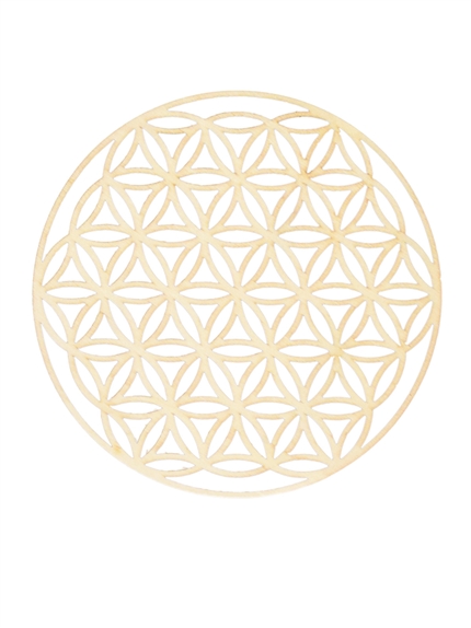 Socle de rechargement en bois Fleur de Vie ajourée 20 cm