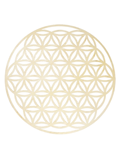 Socle de rechargement en bois Fleur de Vie ajourée 30 cm