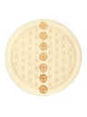 Socle de rechargement en bois Fleur de Vie et Chakras gravés 20 cm