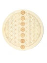Socle de rechargement en bois Fleur de Vie et Chakras gravés 30 cm