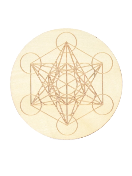 Socle de rechargement en bois Cube de Métatron gravé 10 cm