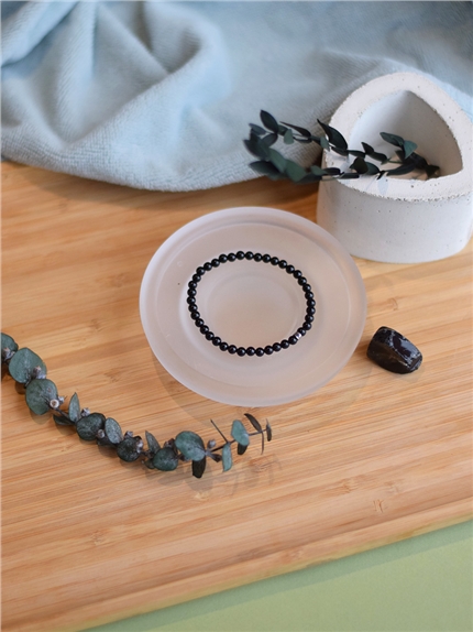 Bracelet Tourmaline Noire Perles rondes 4 mm