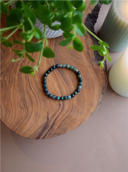 [3660341738856] Bracelet Agate Mousse Perles rondes 6 mm