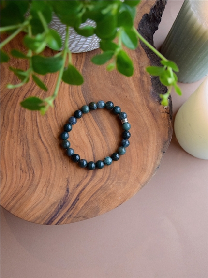 [3660341738863] Bracelet Agate Mousse Perles rondes 8 mm