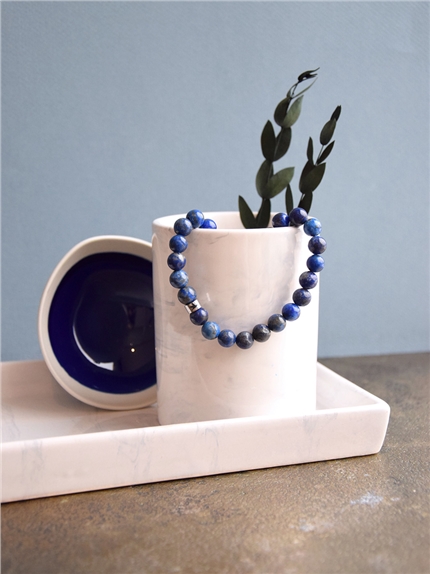 Bracelet Lapis-Lazuli Perles rondes 8 mm Poignet large