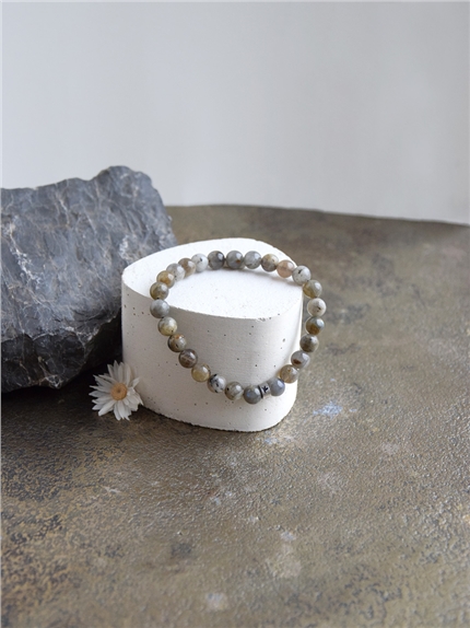 Bracelet Labradorite Perles rondes 8 mm Poignet large