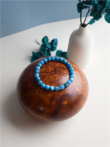 [3660341739143] Bracelet Apatite Perles rondes 8 mm Poignet large