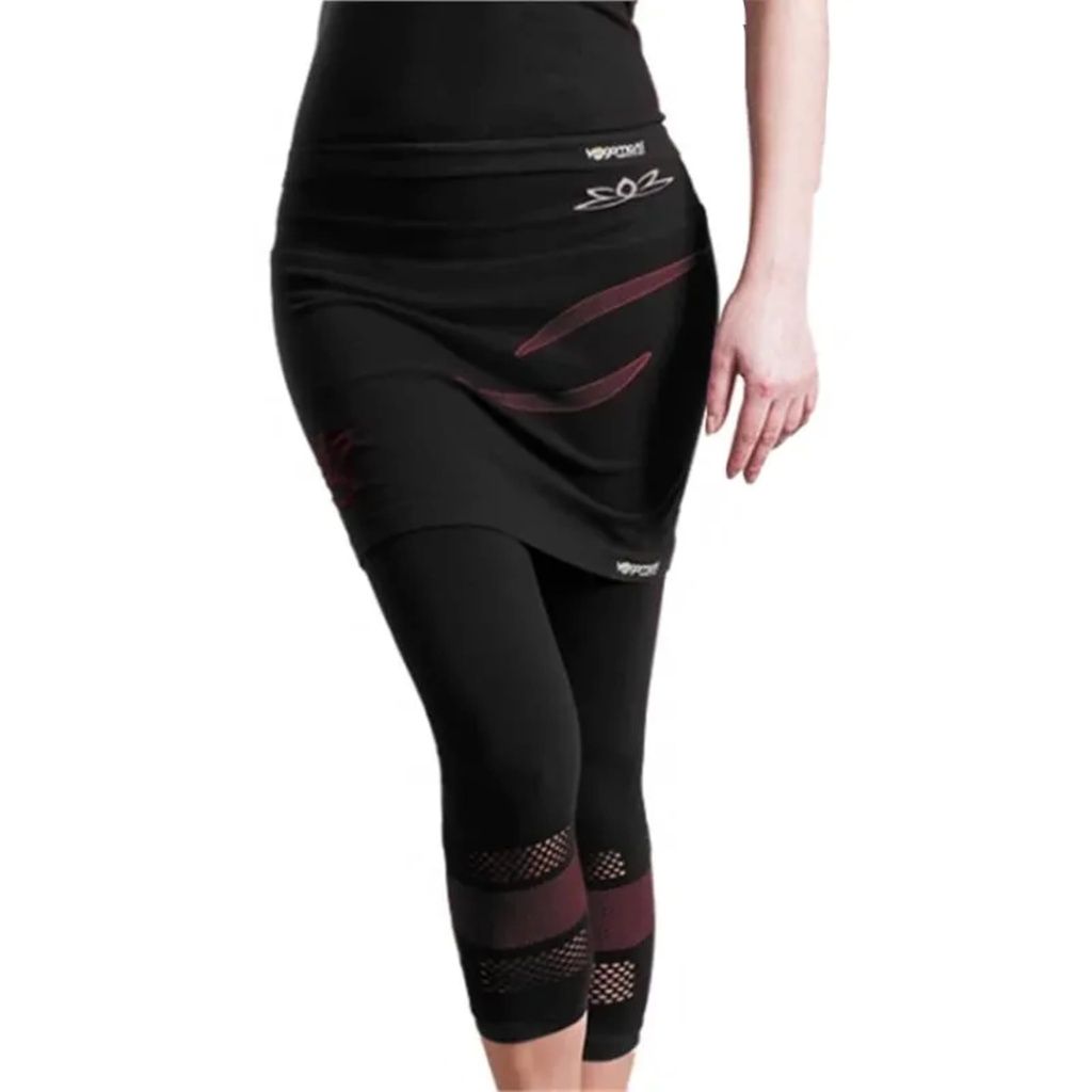 Yoga pantalon lotus capri sans couture avec jupe noir S-M