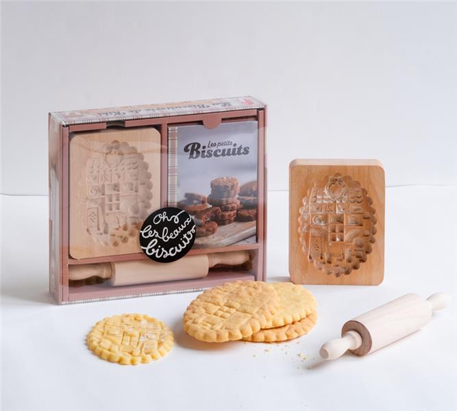 La biscuiterie de Kiki - Coffret avec 1 moule, 1 rouleau à pâtisserie et 1 livret