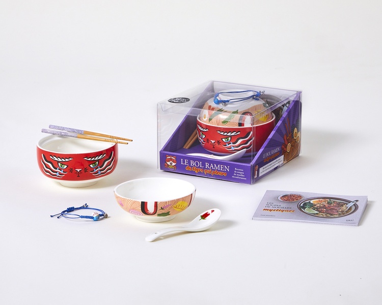 Le bol ramen du tigre qui pleure - Coffret avec 1 bol, 1 livre de recettes, 1 paire de baguette et 1 cuillère