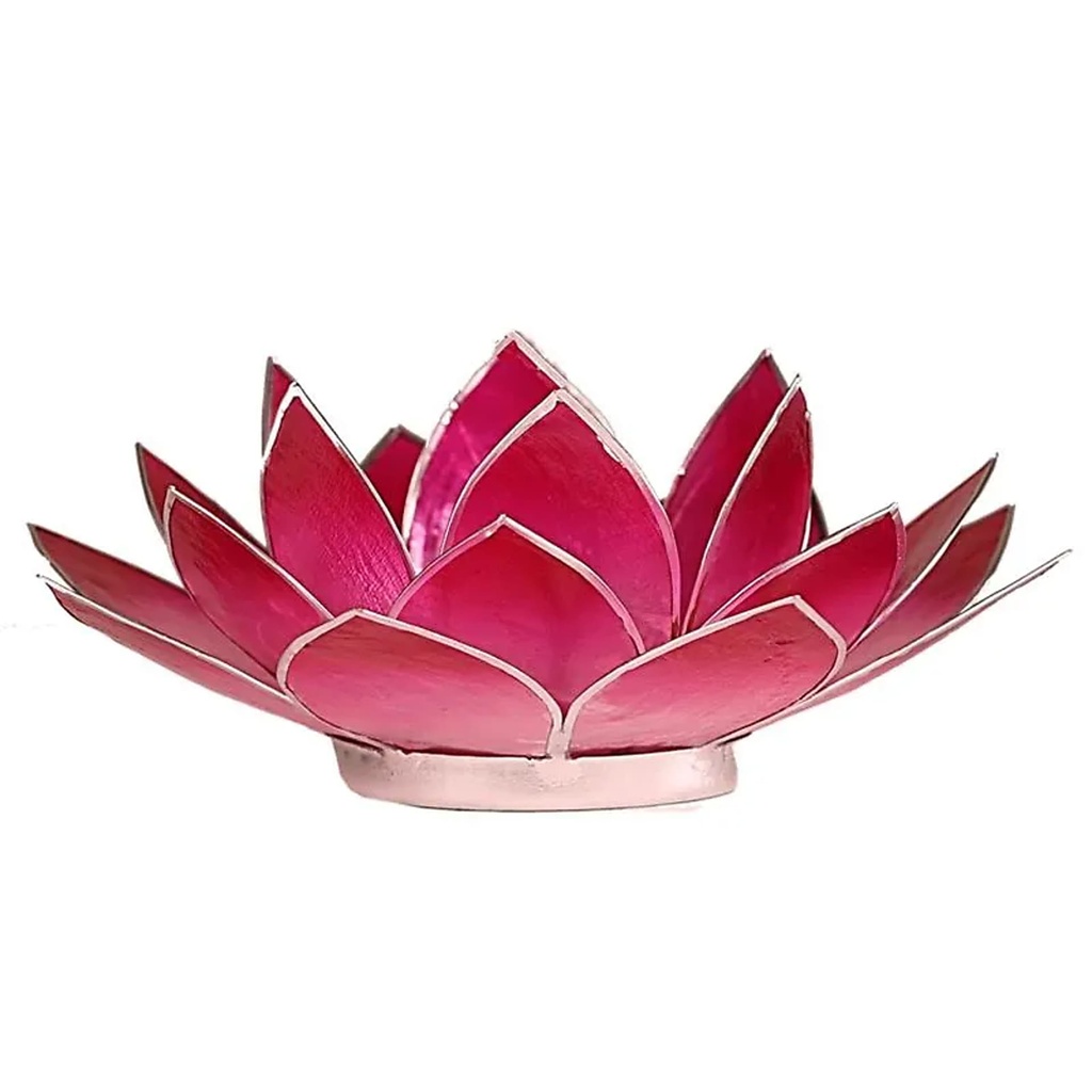 Eclairage d’ambiance Lotus rose bords argent | 13.5 cm