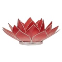 Eclairage ambiance Lotus rouge bords argent | 13.5 cm