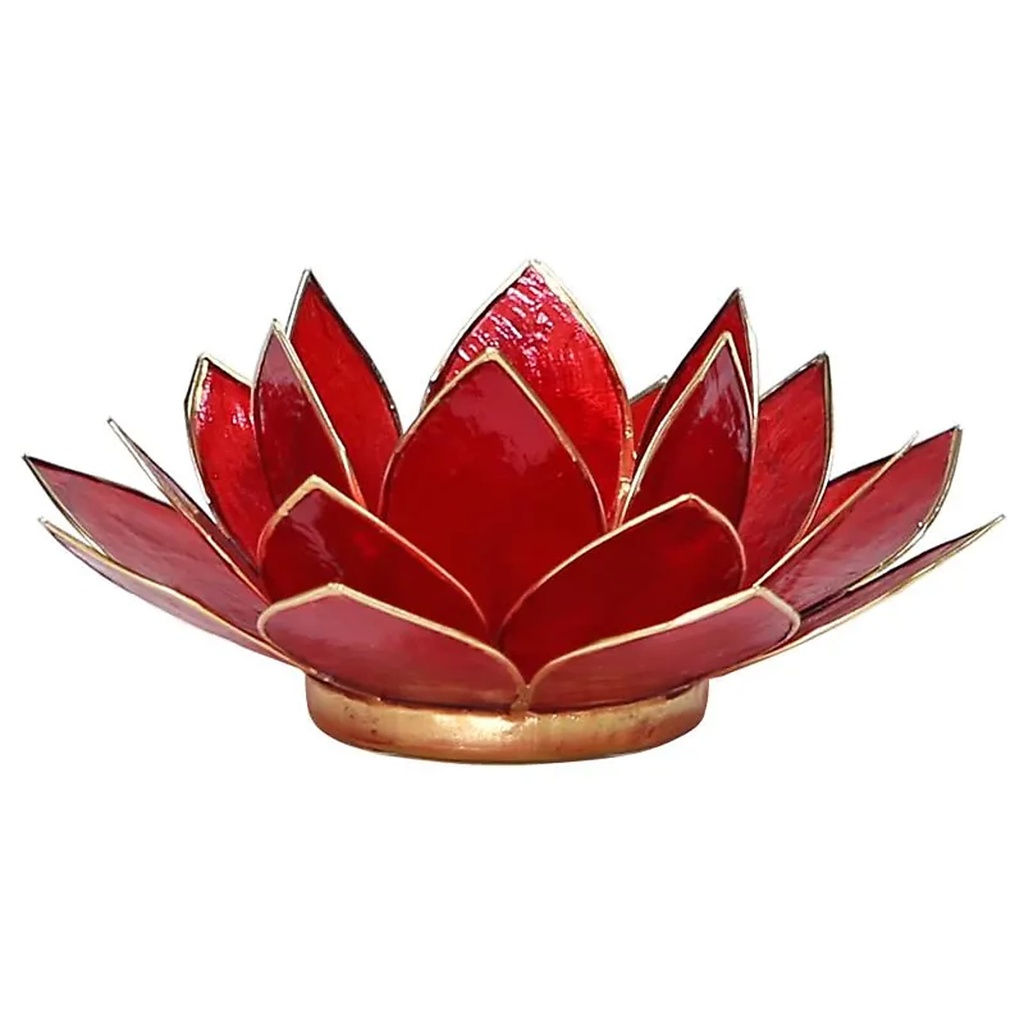[8718657460666] Eclairage Lotus 1° Chakra rouge & or | 13.5 cm