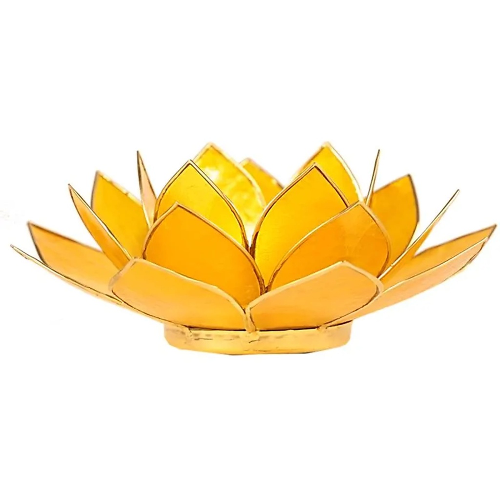 [8718657460680] Eclairage ambiance Lotus 3° Chakra jaune & or | 13.5 cm