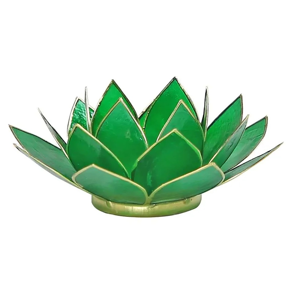 [8718657460697] Eclairage  Lotus 4° Chakra vert & or | 13.5 cm